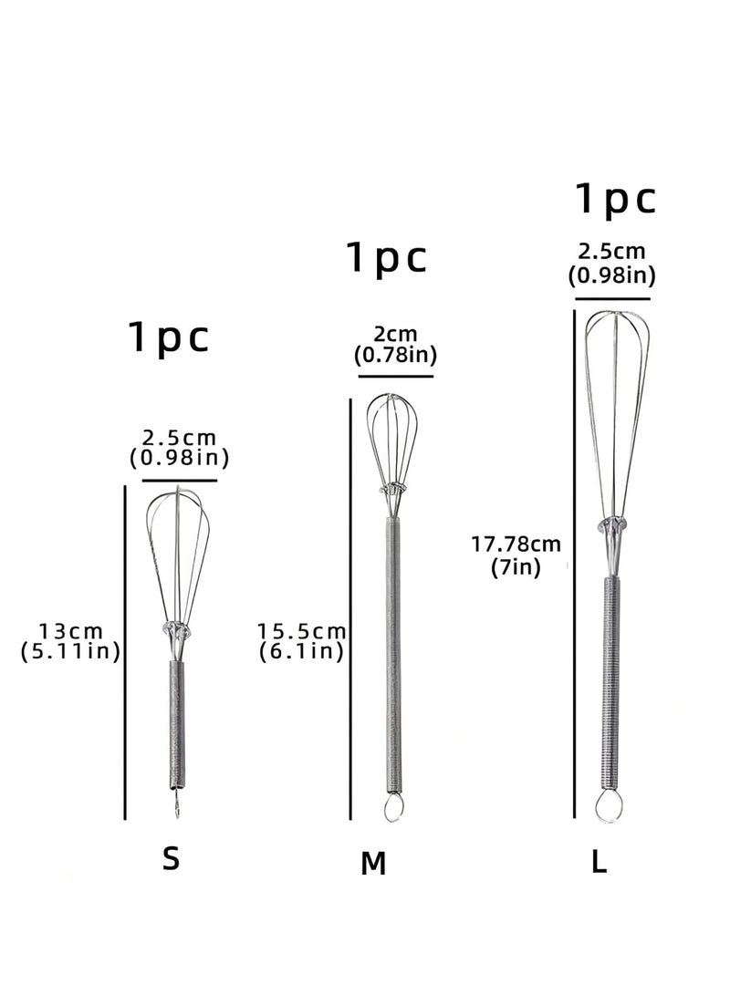 سكينة 3 قطعة مضرب يدوي صغير،خفاقه يدويه  ،مضرب بيض يدوي ،ويسك،خفاقة بيض،الفولاذ المقاوم للصدأ خفاقة مطبخ أداة خفاقة خفاقة مطبخ خفاقات سلكية للطهي والخفق والخلط والضرب والتحريك 3 قطع من الفولاذ المقاوم للصدأ بيض الخفق ، خفقت الطبخ رغوة البيض الخفق خفاقة صغيرة  ، الخفق ، مزج المكونات ، خلط حزمة الصلصات - Image 4